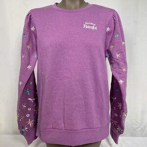 Disney Bambi Her Universe Embroidered Lavender Sweatshirt Women's MEDIUM NWT